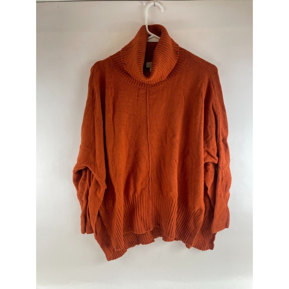 Ruby Moon Sweater, Women's Size XS, Burnt Orange, Side Slit, Turtleneck